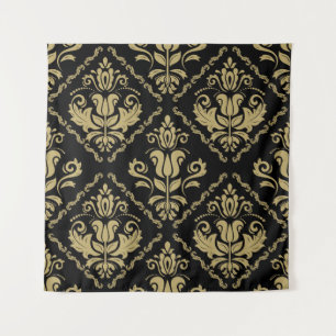 Damask Black Gold: Classic Ornament. Tapestry