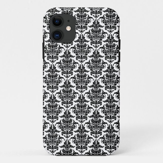 Damask - Black on White iPhone Case (Back)