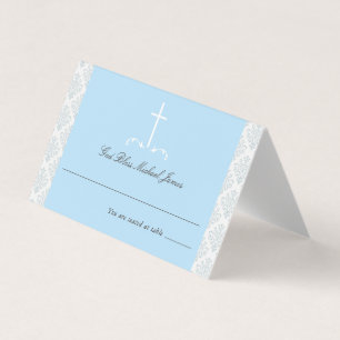 Damask Bleu clair Croix religieuse Siège