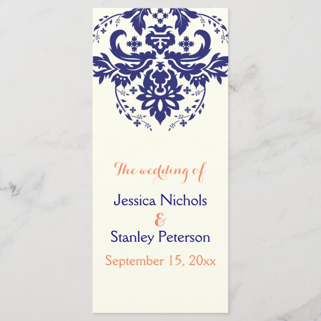Damask bleu marine, programme de mariage d'ivoire  (Devant)