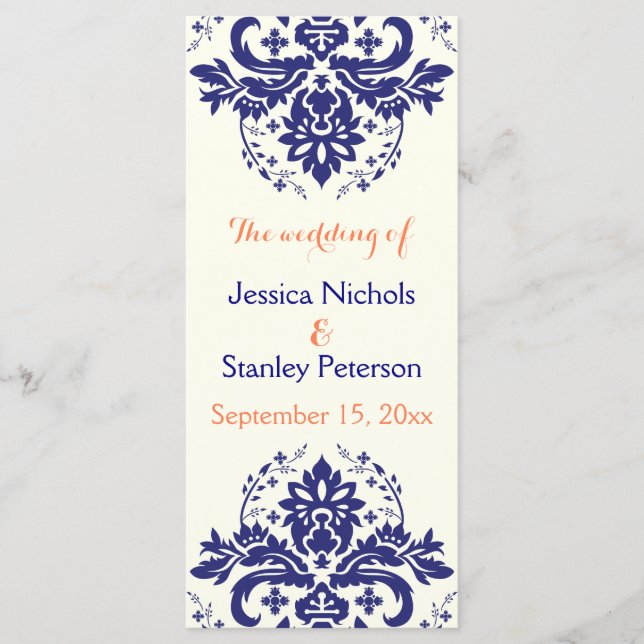 Damask bleu marine, programme de mariage d'ivoire  (Devant)