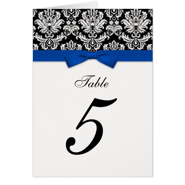 Damask Blue Bow Table Numéro de siège (Devant)