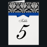 Damask Blue Bow Table Seating Number<br><div class="desc">Elegant and stylish damask with bow table seating number.  Fully customizable.  Matching wedding stationery is available from this store.</div>