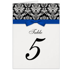 Damask Blue Bow Table Seating Number