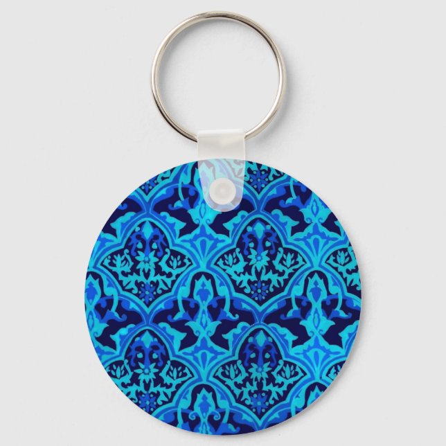 Damask blue keychain (Front)