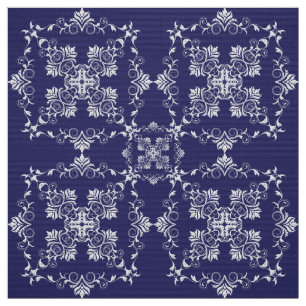 Damask Blue pattern. Fabric