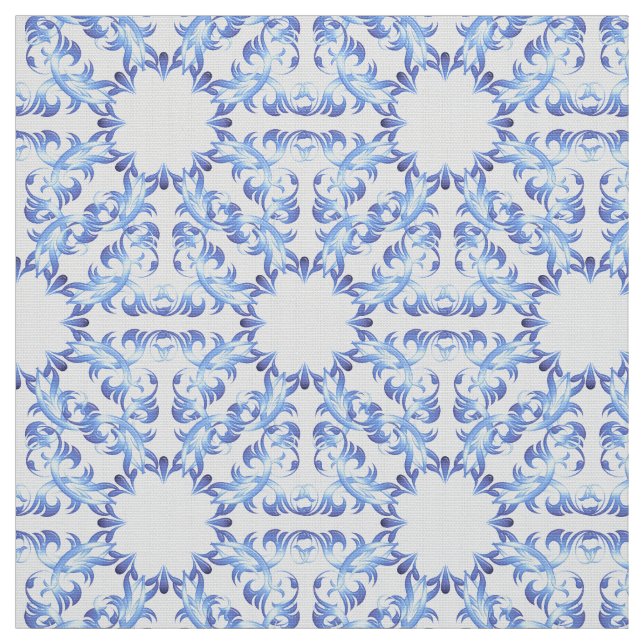 damask blue pattern fabric (Swatch)