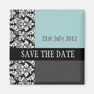Damask Blue Save The Date Magnet