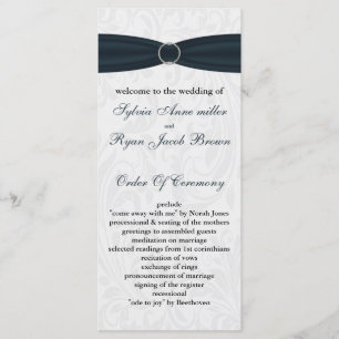 damask Blue Wedding program