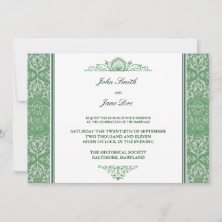 Damask Border Invitation in Mint