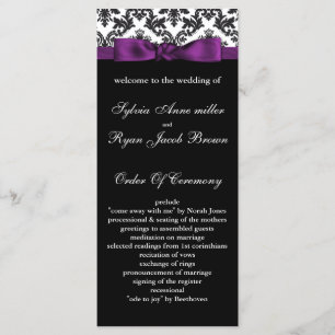 damask border purple Wedding program