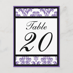 Damask Border Table Numbers (Black / Plum / White) Postcard