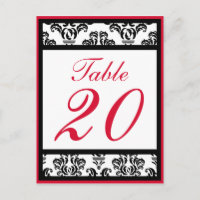 Damask Border Table Numbers (Black / Red / White)