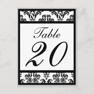 Damask Border Table Numbers (Black/Silver/White) Postcard