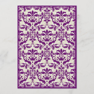 Damask Border with Double Frame (Plum & Beige) Invitation