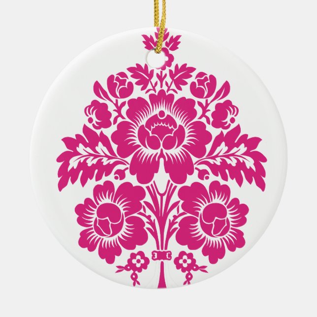 DAMASK BOUQUET CERAMIC ORNAMENT (Front)