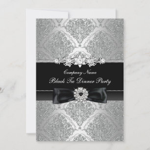 Damask & Bow Corporate Black Tie Dinner Party Invitation
