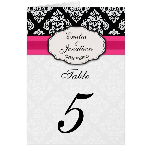 Damask Bow Table Numéro De Siège Avec Rose (Devant)