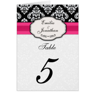 Damask Bow Table Seating Number With Pink