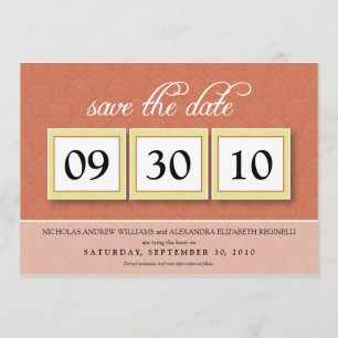 Damask Box Trio 5x7 Save the Date (tangerine)