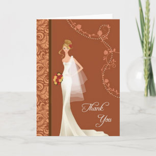 Damask Bridal Shower Thank You Card