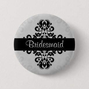 Damask bridesmaid wedding 2 inch round button