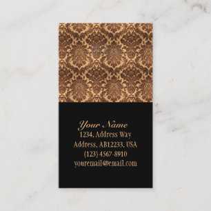 Damask-brown & beige business card