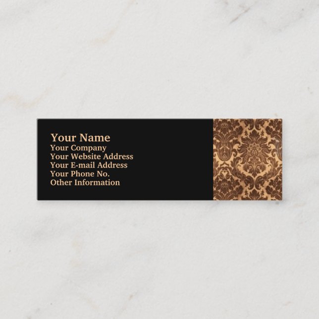 Damask - Brown & beige Mini Business Card (Front)