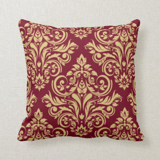 Damask - burgundy sand throw pillow