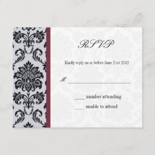 Damask Burgundy Wedding Response Card