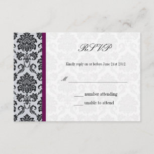 Damask Burgundy Wedding RSVP