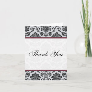 Damask Burgundy Wedding Thank You Cards
