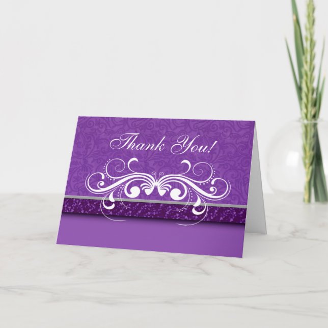 Damask Butterfly Thank You Card (Front)