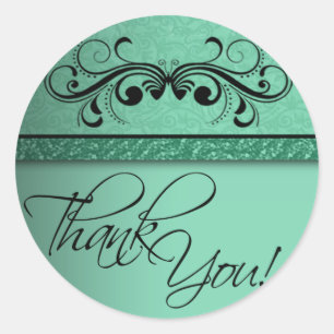 Damask Butterfly Thank You Sticker