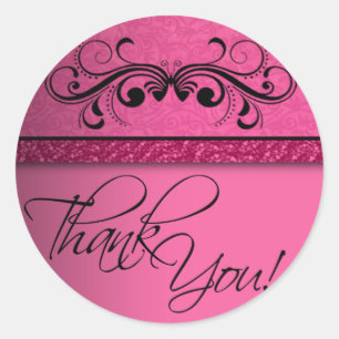 Damask Butterfly Thank You Sticker