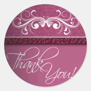Damask Butterfly Thank You Sticker