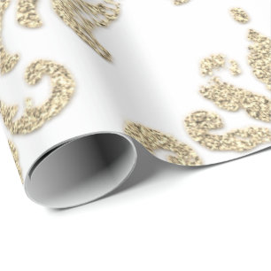 Damask Champagne Gold Royal Glitter Like Wrapping Paper
