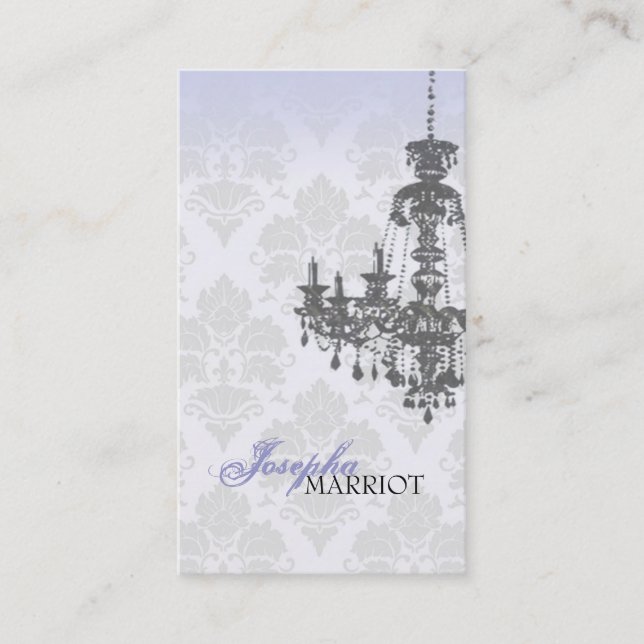 Damask Chandelier Business Card (Blue) (Front)