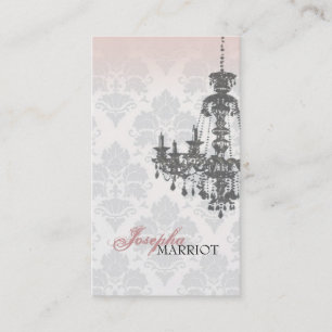 Damask Chandelier Business Card (Peach)