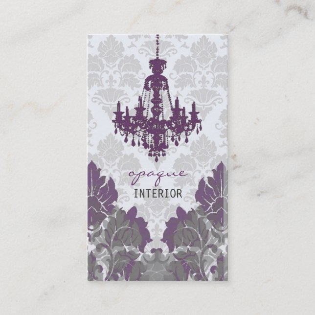 Damask Chandelier Business Card (Purple) (Front)