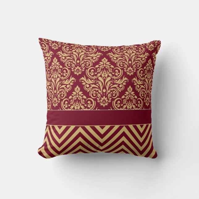 Damask Chevron - burgundy sand Throw Pillow (Front)