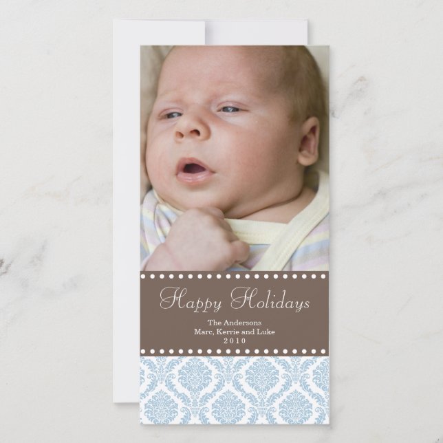 Damask  Christmas Photo Card (Front)