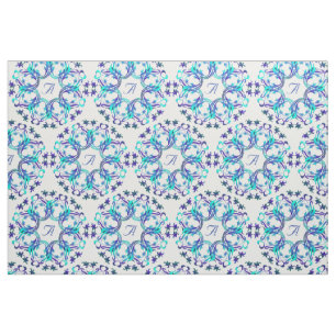 damask circles pattern.Monogram. Fabric