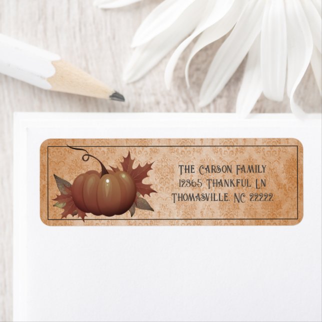 Damask, Citrouille de Thanksgiving | Étiquette ora (En situation)
