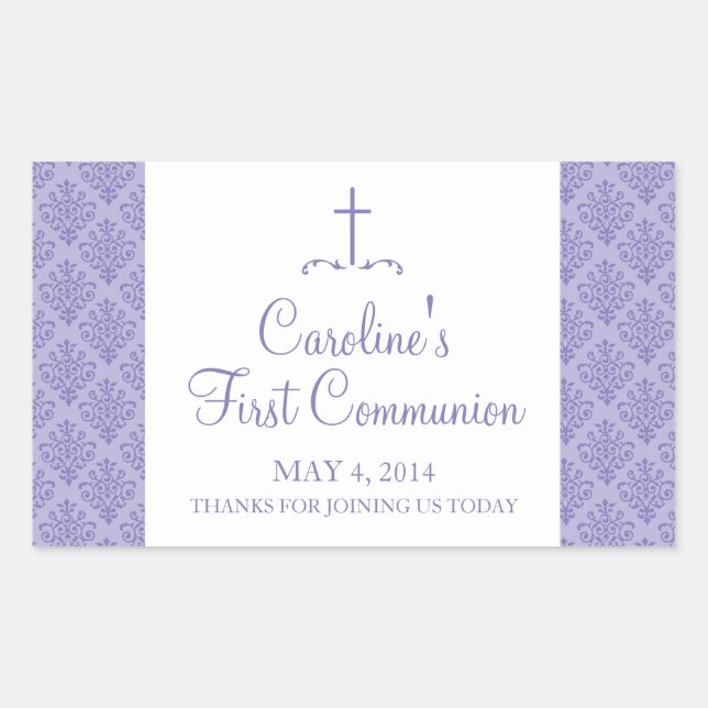 Damask Cross First Communion Sticker (Front)