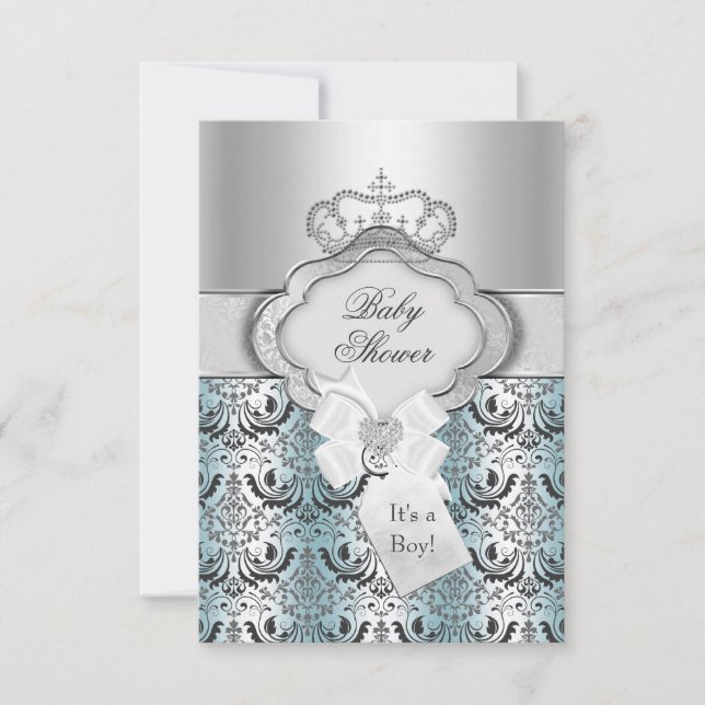Damask & Crown Prince Baby Shower Invitation (Front)