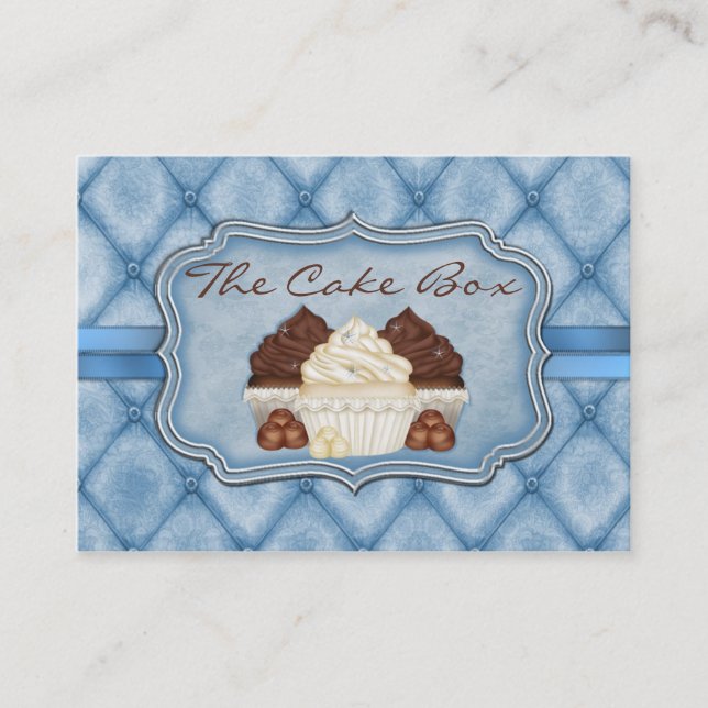 Damask Cupcake Chubby Business Card (Front)