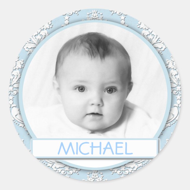Damask Customizable Round Sticker (Front)