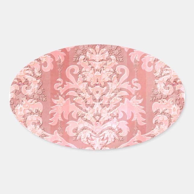 Damask Cut Velvet, Antique Lace Oval Sticker (Front)