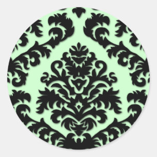 Damask Cut Velvet in Black Classic Round Sticker